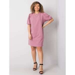 Fashionhunters Prachově růžové šaty větší velikost z bavlny velikost: XL
