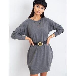 Fashionhunters Tmavě šedé bavlněné šaty L / XL