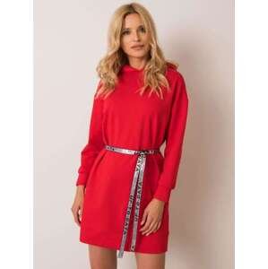 Fashionhunters Červené šaty s kapucí L / XL