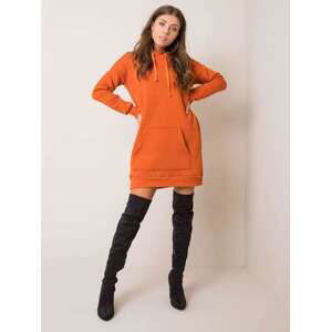 Fashionhunters RUE PARIS Tmavě oranžové šaty s kapucí S