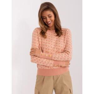 Fashionhunters Špinavě růžový a béžový dámský svetr se vzory.Velikost: JEDNA VELIKOST