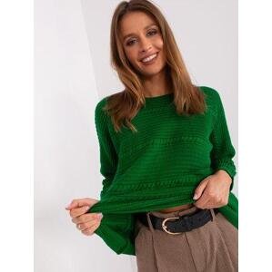 Fashionhunters Zelený dámský klasický svetr s kabely.Velikost: ONE SIZE, JEDNA, VELIKOST