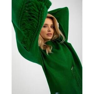 Fashionhunters Zelený dámský oversize svetr s dírkami Velikost: JEDEN VELIKOST, JEDNA