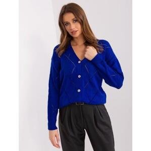 Fashionhunters Kobaltově modrý svetr s výstřihem RUE PARIS Velikost: ONE SIZE, JEDNA, VELIKOST