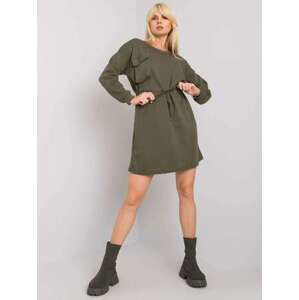 Fashionhunters Khaki mikinové šaty RUE PARIS S / M