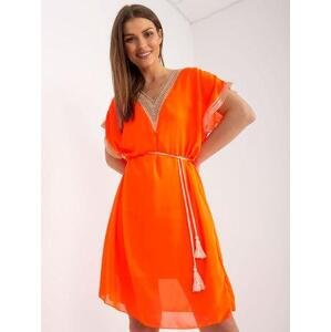 Fashionhunters Fluo oranžové vzdušné letní šaty jedné velikosti Velikost: JEDNA VELIKOST