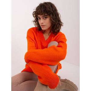 Fashionhunters Oranžové volné pletené šaty Velikost: ONE SIZE, JEDNA, VELIKOST