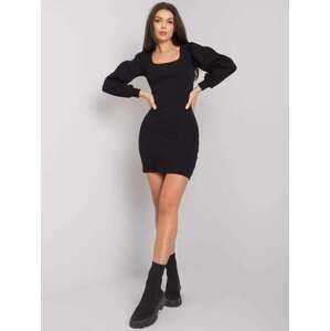 Fashionhunters RUE PARIS Černé šaty s dlouhým rukávem L