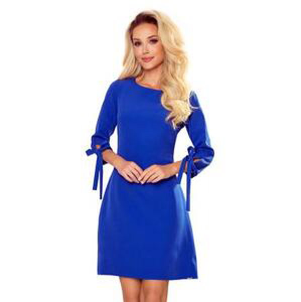 Numoco Šaty s mašlemi ALICE - modré Velikost: XL, Modrá