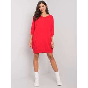 Fashionhunters Červené hladké bavlněné šaty L / XL
