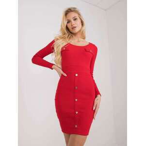 Fashionhunters Barletta červené vypasované pruhované šaty RUE PARIS Velikost: L