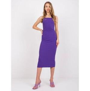 Fashionhunters Tmavě fialové pruhované šaty Kira RUE PARIS Velikost: L