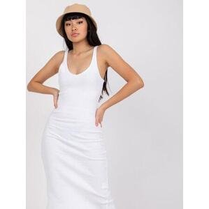 Fashionhunters Bílé vypasované šaty San Diego RUE PARIS Velikost: M