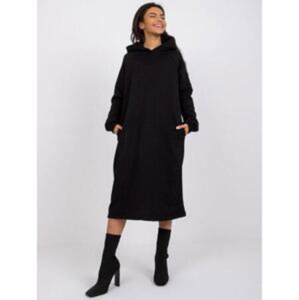 Fashionhunters Černé basic mikinové šaty Stella RUE PARIS Velikost: S / M
