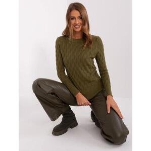 Fashionhunters Khaki klasický svetr s dlouhým rukávem.Velikost: ONE SIZE, JEDNA, VELIKOST