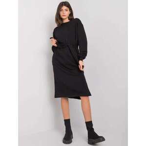 Fashionhunters RUE PARIS Černé bavlněné šaty s M vazbou