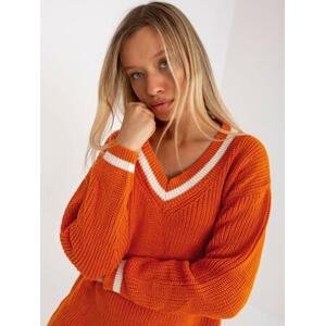 Fashionhunters Tmavě oranžové volné pletené šaty RUE PARIS Velikost: ONE SIZE, JEDNA, VELIKOST