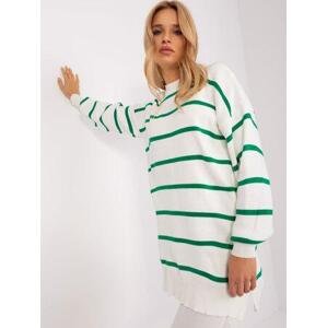 Fashionhunters Zeleno-ecru oversize svetr s kulatým výstřihem.Velikost: ONE VELIKOST, JEDNA
