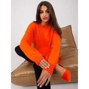 Fashionhunters Oranžové pletené oversize šaty RUE PARIS Velikost: ONE SIZE, JEDNA, VELIKOST
