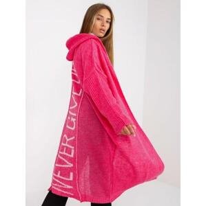 Fashionhunters Fluo růžový volný cardigan s OCH BELLA na zádech Velikost: ONE SIZE, JEDNA, VELIKOST