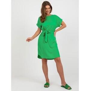 Fashionhunters Zelené šaty s krátkým rukávem RUE PARIS Velikost: M