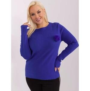 Fashionhunters Kobaltově modrý ležérní svetr plus velikosti se střapcem Velikost: L/XL