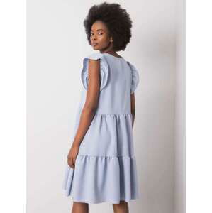 Fashionhunters RUE PARIS Modré šaty s volány L