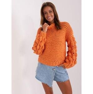 Fashionhunters Oranžový oversize svetr s tlustým úpletem.Velikost: JEDEN VELIKOST, JEDNA