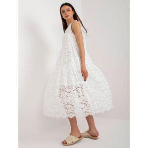 Fashionhunters Bílé rozevláté šaty s volánkem OCH BELLA Velikost: L