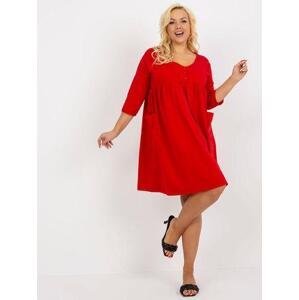 Fashionhunters Červené mikinové šaty plus size basic s kapsami Velikost: JEDNA VELIKOST
