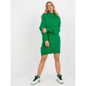 Fashionhunters Zelené volné pletené rolákové šaty Velikost: ONE VELIKOST, JEDNA