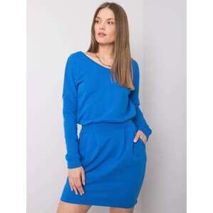 Fashionhunters RUE PARIS Tmavě modré mikinové šaty velikost: L