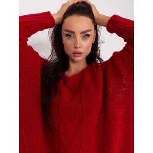 Fashionhunters Tmavě červený oversize pletený svetr OCH BELLA Velikost: ONE SIZE, JEDNA, VELIKOST