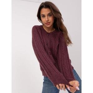 Fashionhunters Tmavě fialový kabelový pletený svetr.Velikost: ONE SIZE, JEDNA, VELIKOST