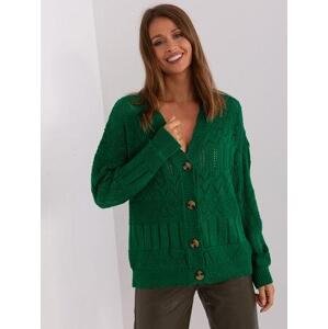 Fashionhunters Tmavě zelený dámský svetr na knoflíky.Velikost: ONE SIZE, JEDNA, VELIKOST