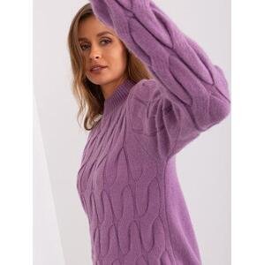 Fashionhunters Zaprášený fialový svetr s kabelkami a rolákem.Velikost: JEDNA VELIKOST