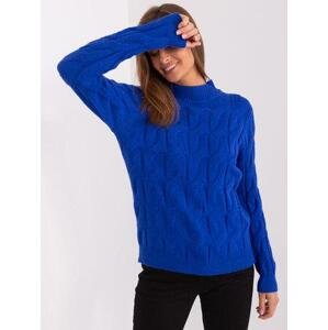 Fashionhunters Kobaltově modrý kabelový pletený svetr Velikost: JEDNA VELIKOST