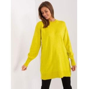 Fashionhunters Dámský limetkový oversize svetr s dlouhým rukávem.Velikost: ONE SIZE, JEDNA, VELIKOST