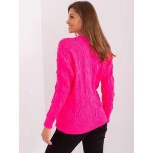 Fashionhunters Fluo růžový pletený cardigan Velikost: ONE SIZE, JEDNA, VELIKOST