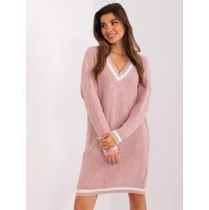 Fashionhunters Světle růžové volné pletené šaty Velikost: ONE SIZE, JEDNA, VELIKOST