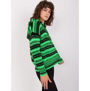 Fashionhunters Zelený a černý vlněný svetr Velikost: ONE SIZE, JEDNA, VELIKOST
