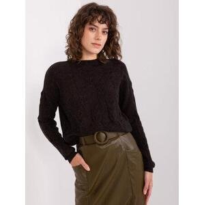Fashionhunters Černý dámský kabelový svetr s dlouhým rukávem.Velikost: ONE SIZE, JEDNA, VELIKOST