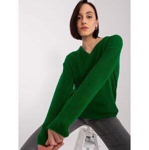 Fashionhunters Tmavě zelený dámský oversize svetr s vlnou.Velikost: ONE SIZE, JEDNA, VELIKOST
