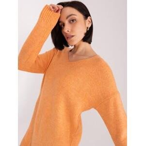 Fashionhunters Světle oranžový dámský oversize svetr s dlouhým rukávem RUE PARIS Velikost: ONE SIZE, JEDNA, VELIKOST