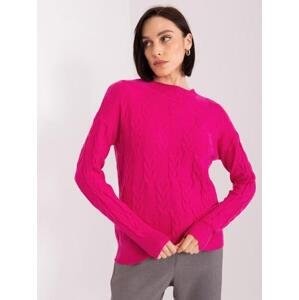 Fashionhunters Fuchsiový pletený svetr s kabely Velikost: ONE SIZE, JEDNA, VELIKOST
