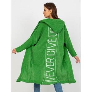 Fashionhunters OCH BELLA Zelený dlouhý svetr s kapucí Velikost: JEDNA VELIKOST