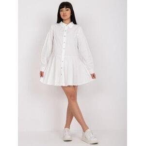 Fashionhunters Bílé košilové šaty s dlouhým rukávem. velikost: ONE SIZE, JEDNA, VELIKOST