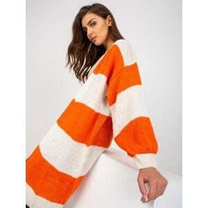 Fashionhunters Ecru-oranžový volný pletený kardigan OCH BELLA Velikost: ONE SIZE, JEDNA, VELIKOST