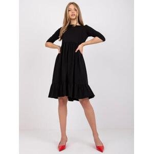 Fashionhunters Černé bavlněné šaty s volánem Surrey RUE PARIS Velikost: S