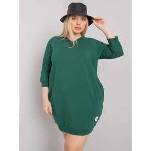 Fashionhunters Tmavě zelené šaty plus velikosti s kapsami JEDNÉ VELIKOSTI, JEDNA, VELIKOST